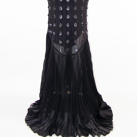 LA FEMME Beautiful Black Mermaid Dress Bead Sequins Prom Formal Small Sz 4 New - Picture 6 of 13